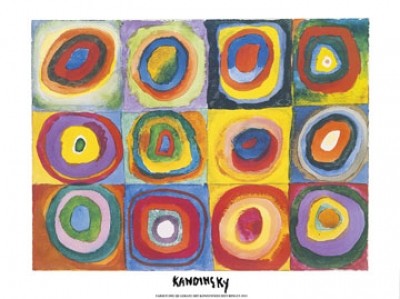 Wassily Kandinsky, Eckige Kreise (Klassische Moderne, Malerei, abstrakte Kunst, geometrische Formen,  Muster,  Kreise, Dreiecke, Quadrate, Wohnzimmer, Büro, Arztpraxis, bunt)