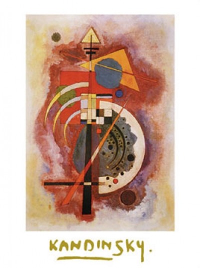Wassily Kandinsky, Hommage à Grohmann (Klassische Moderne, Malerei, abstrakte Kunst, geometrische Formen, abstrakte Muster, Linien, Kreise, Dreiecke, Balken, Bögen, Wohnzimmer, Büro, Arztpraxis, bunt)