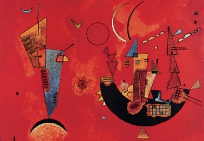 Wassily Kandinsky, Mit und Gegen (Klassische Moderne, Malerei, abstrakte Kunst, geometrische Formen, abstrakte Muster, Linien, Kreise, Dreiecke,  Bögen, Wohnzimmer, Büro, Arztpraxis, bunt)