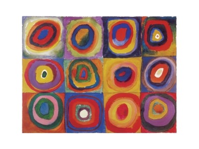 Wassily Kandinsky, Eckige Kreise (Klassische Moderne, Malerei, abstrakte Kunst, geometrische Formen, Muster,  Kreise, Quadrate, Wohnzimmer, Büro, Arztpraxis, bunt)