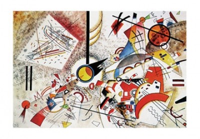 Wassily Kandinsky, Sans titre (Klassische Moderne, Malerei, abstrakte Kunst, geometrische Formen, abstrakte Muster, Linien, Kreise, Dreiecke, Wellenlinien, Balken, Bögen, Wohnzimmer, Büro, Arztpraxis, bunt)