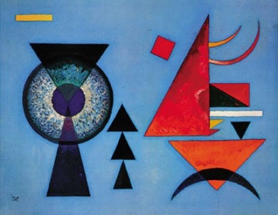 Wassily Kandinsky, Weiches Hart (Klassische Moderne, Malerei, abstrakte Kunst, geometrische Formen, abstrakte Muster, Kreise, Dreiecke, Balken, Bögen, Wohnzimmer, Büro, Arztpraxis, bunt)