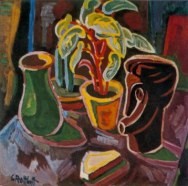 Karl Schmidt-Rottluff, Stilleben mit Holzplastik (Kupfertiefdruck)