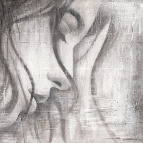 Karo Godles, Face III (junge Frau, Gesicht, Profil, Grafik, Wohnzimmer, Schlafzimmer, Wunschgröße,  schwarz/weiß)