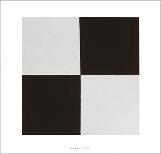 KASIMIR MALEWITSCH, Four squares, 1915 (Büttenpapier) (Malerei, russische Avantgarde, abstrakte Malerei, Suprematismus, geometrische Formen,Quadrate, Klassische Moderne, Business, Büro, Wohnzimmer, Arztpraxis, Treppenhaus, schwarz / weiß)
