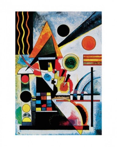 Wassily Kandinsky, Balancement, 1925 (Klassische Moderne, Malerei, abstrakte Kunst, geometrische Formen, abstrakte Muster, Linien, Kreise, Dreiecke, Wellenlinien, Bögen, Wohnzimmer, Büro, Arztpraxis, bunt)