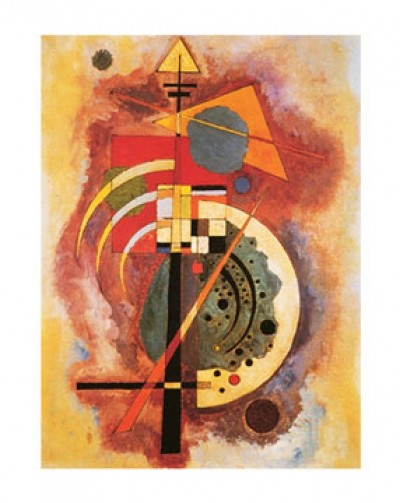 Wassily Kandinsky, Hommage à Grohmann (Klassische Moderne, Malerei, abstrakte Kunst, geometrische Formen, abstrakte Muster, Linien, Kreise, Dreiecke,  Balken, Bögen, Wohnzimmer, Büro, Arztpraxis, bunt)