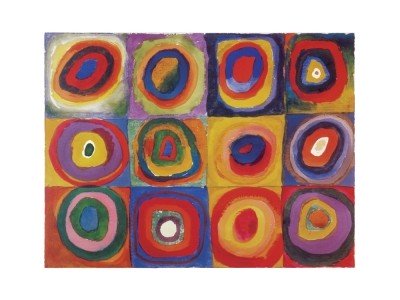 Wassily Kandinsky, Eckige Kreise (Klassische Moderne, Malerei, abstrakte Kunst, geometrische Formen, Kreise, Quadrate, Wohnzimmer,  Arztpraxis, bunt)