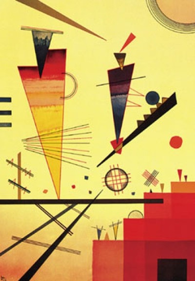 Wassily Kandinsky, Struttura allegra (Klassische Moderne, Malerei, abstrakte Kunst, geometrische Formen, abstrakte Muster, Linien, Kreise, Dreiecke,  Balken, Bögen, Wohnzimmer, Büro, Arztpraxis, bunt)