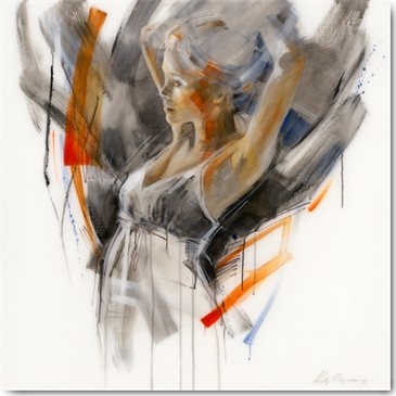 Kitty Meijering, Modest III (Wunschgröße, Malerei, Modern, Erotik, Frau, Mädchen, Sinnlichkeit, Jugendzimmer, Wohnzimmer, Schlafzimmer,  bunt)