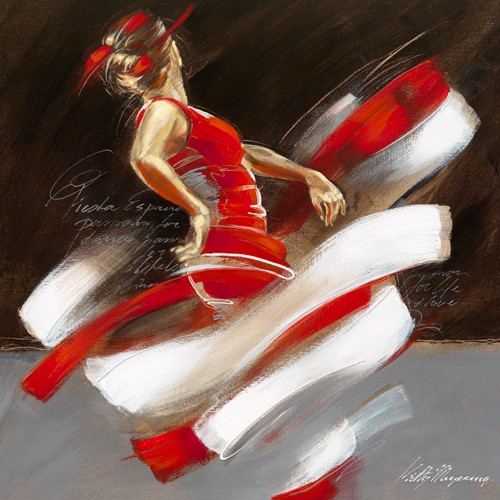 Kitty Meijering, Pasin II (Wunschgröße, Malerei,  Modern, Ballett, Sport, Tanz, Bänder, Tänzerin, Jugendzimmer, Ballettschule,  Wohnzimmer, Tanzschule,  bunt)