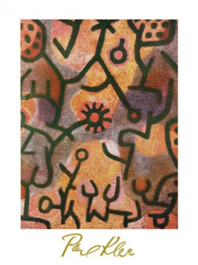 Paul Klee, Flora di Roccia (Malerei,Zeichen, Symbole, Primitivismus, Klassische Moderne, indigen, Schlafzimmer, Wohnzimmer, Arztpraxis, Büro, bunt)