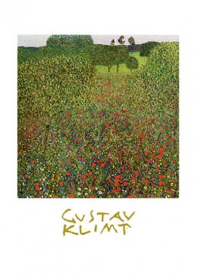 Gustav Klimt, Mohnwiese K 12 (Klassische Moderne,dekorativ, Jugendstil,Pointillismus, Blumen, Blumenwiese, Bäume, bunt, Wohnzimmer, Treppenhaus, Schlafzimmer,Malerei)
