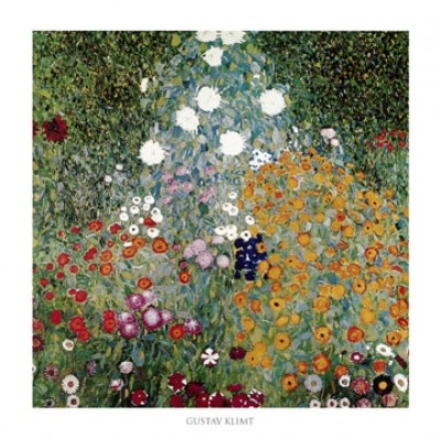 Gustav Klimt, Bauerngarten (Klassische Moderne,dekorativ, Jugendstil, Blumen, Blüten, Blumengarten, bunt, Wohnzimmer, Treppenhaus, Schlafzimmer, Malerei)