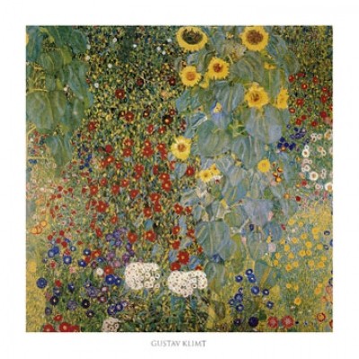 Gustav Klimt, Bauerngarten (Klassische Moderne,dekorativ, Jugendstil, Blumen, Blüten, Blumengarten, bunt, Wohnzimmer, Treppenhaus, Schlafzimmer, Malerei)