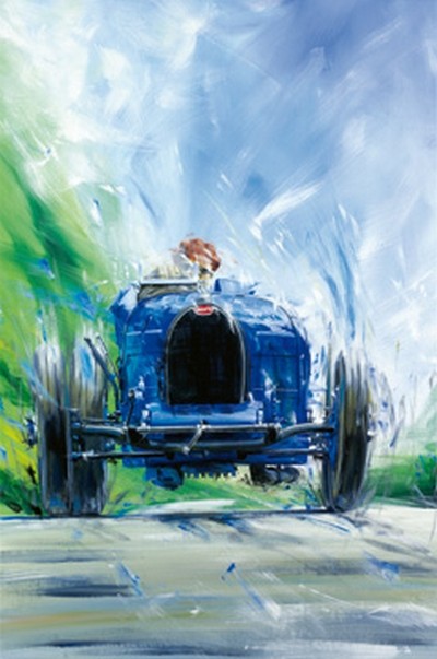 Klaus Wagger, Bugatti T35 (Wunschgröße, Auto, Rennwagen, Oldtimer, Nostalgie, Geschwindigkeit, Wohnzimmer, Treppenhaus, bunt)