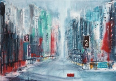 Bernd Klimmer, Times Square (Stadt, Hochhäuser, Architektur, abstrahiert, Malerei, modern, Wohnzimmer, Büro, Business, bunt)