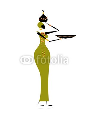 Kudryashka, Ethnic woman with crock (vektor, weiblich, afrikanisch, kultur, silhouette, gnade, ethnie, person, tribal, kanne, frau, garniert, gestalten, ethnisch, eleganze, traditionell, ornament, leute, abbildung, dekoration, entwerfen, afrika, abspecken, erwachsen, tonwaren, jung, kuns)
