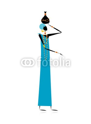 Kudryashka, Ethnic woman with jug (vektor, weiblich, afrikanisch, kultur, silhouette, gnade, ethnie, person, tribal, kanne, frau, garniert, gestalten, ethnisch, eleganze, traditionell, ornament, leute, abbildung, dekoration, entwerfen, afrika, abspecken, erwachsen, tonwaren, jung, kuns)
