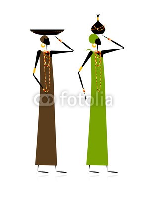 Kudryashka, Ethnic women with jugs (vektor, weiblich, afrikanisch, kultur, silhouette, gnade, ethnie, person, tribal, kanne, frau, garniert, gestalten, ethnisch, eleganze, traditionell, ornament, leute, abbildung, dekoration, entwerfen, afrika, abspecken, erwachsen, tonwaren, jung, kuns)