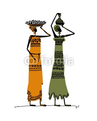 Kudryashka, Hand drawn sketch of ethnic women with jugs (vektor, afrika, frau, afrikanisch, isoliert, menschlich, kleidung, dekoration, abspecken, ethnie, charakter, tribal, ornament, life, kultur, erwachsen, sommer, leute, ethnisch, traditionell, weiblich, gestalten, asien, abstrakt, garniert, abbildung, figur)