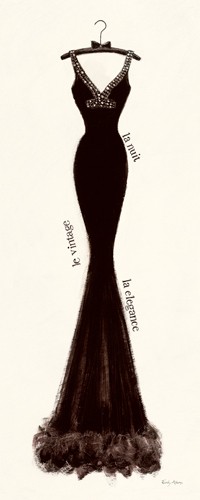 Kundendaten, Druck auf Papier (Wunschgröße, Grafik, Modern, Mode, Kleid, Abendkleid,  Silhouette, Eleganz, Couture, Bekleidung,  Schlafzimmer, Treppenhaus, Bekleidung, beige / schwarz)