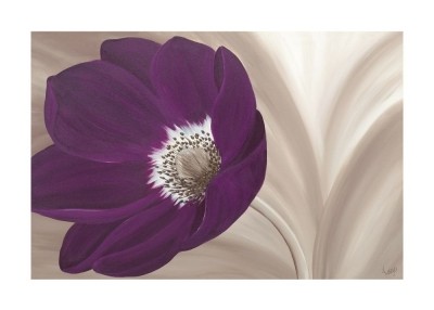 Kaye Lake, VELVET ANEMONE (Blume, Blüte, Annemone, Botanik, Natur, Wohnzimmer, Treppenhaus, Schlafzimmer, Malerei, Zeitgenössisch, purpur/grau)