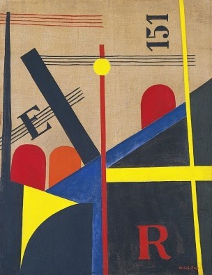 László Moholy-Nagy, Großes Eisenbahnbild (Abstrakte Kunst, Grafik, geometrische Formen, Buchstaben, Zahlen, Konstruktivismus, Bauhaus, Klassische Moderne, Wohnzimmer, Wunschgröße, Büro, bunt)