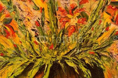 Laurin Rinder, Abstract Oil Of Vase and Flowers (abstrakt, acryl, kunst, künstler, kunstvoll, hintergrund, schöner, blau, bürste, canvas, verfärbt, handwerk, dekorativ, entwerfen, details, gold, grün, öl, malerei, farbenskala, mustern, rosa, rot, besinnung, szenerie, geformt, studio, oberfläch)