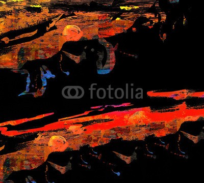 Laurin Rinder, Running of the Bulls (abstrakt, acryl, kunst, künstler, kunstvoll, hintergrund, hintergrund, schöner, blau, bürste, canvas, verfärbt, handwerk, dekorativ, entwerfen, details, gold, gold, grün, öl, malerei, malerei, farbenskala, mustern, rosa, rot, besinnung, szeneri)