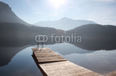 LeitnerR, Bootsteg - Seenlandschaft (bergsee, dunst, allein, einträchtig, geheimnisvoll, wasser, herbst, herbstlich, idylle, idylle, idyllisch, landschaft, menschenleer, morgens, morgens, mystisch, natur, nebel, diesig, niederschlag, romantisch, see, seelandschaft, gesehen, sunrise, brück)