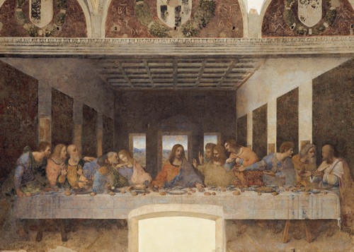 Leonardo da Vinci, L´Ultima Cena (Wunschgröße, Malerei, Renaissance, Abendmahl, Jesus, Jünger, Tisch, Tafel, Religion, christlich, neues Testament, Klassiker, Esszimmer, Wohnzimmer, bunt)