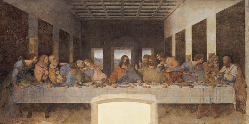 Leonardo da Vinci, L´Ultima Cena (Wunschgröße, Wandmalerei, Renaissance, Abendmahl, Jesus, Jünger, Tisch, Tafel, Religion, christlich, neues Testament, Klassiker, Esszimmer, Wohnzimmer, bunt)