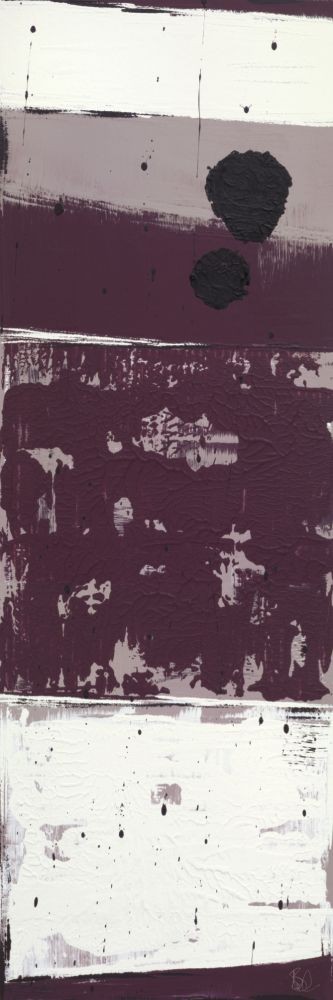 Lee Burd, Raspberry Pavlova II (Abstrakt, Abstrakte Malerei, Farbfelder, Streifen, Muster, modern, zeitgenössisch, Treppenhaus, Büro, Wohzimmer, violett, rosa)