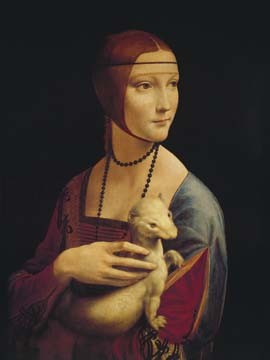 Leonardo da Vinci, Frau mit Hermelin (Wunschgröße, Malerei, Renaissance, Frau, Kopf, Dame, Portrait, Tier, Hermelin, Cecilia Gallerani, Klassiker, Wohnzimmer, Schlafzimmer,)