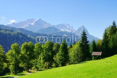 LianeM, Zugspitze 03 (zugspitze, bavaria, deutschland, alm, hütte, wiese, alpen, berg, berg, grün, wiese, haus, holz, holzhaus, kajüte, europa, himmel, bauernhof, gra)