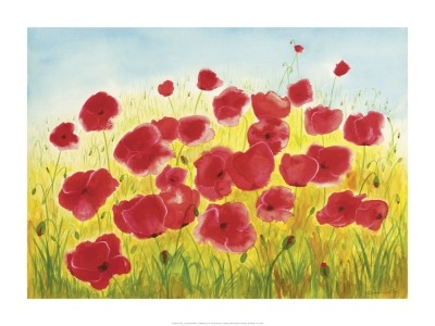 Werner Lind, Leuchtender Mohn (Blüten, Blumen, Mohn, Mohnwiese, Sommer, Treppenhaus, Esszimmer, Wintergarten, bunt)