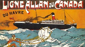 Anonymous, Ligne Allan au Canada (Plakatkunst, Klassiker, Grafik, Bistro, Wohnzimmer,Schifffahrt, Schiff, Dampfer, Nostalgie, Wunschgröße, bunt)