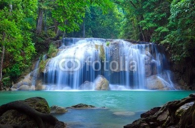 lkunl, Erawan Waterfall, Kanchanaburi, Thailand (wasserfall, wald, frische, grün, natur, reinheit, landschaftlich, siam, sturzbach, baum, wasser, erstaunlich, schöner, schönheit, cascade, katarakt, sauber, kühl, flüsschen, exotisch, fallen, strömend, flüssig, laubwerk, frisch, himmel, urwal)