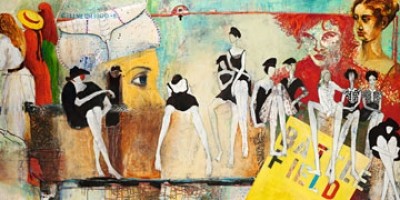 Birgit Lorenz, A Womens battlefield (Malerei, Modern, People & Eros, Figurativ, Frauen, Mode, Schlachtfeld, Wand, Graffities, Jugendzimmer, Frisörsalon, bunt)