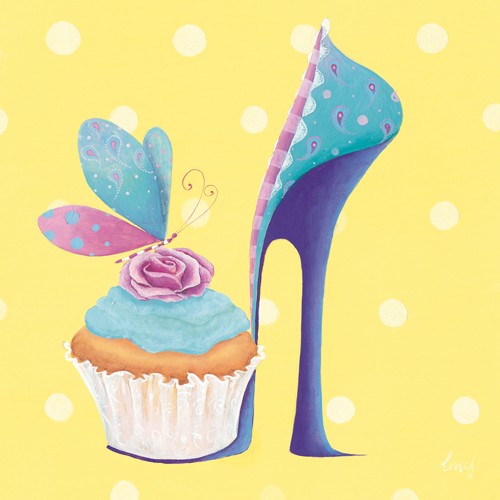 Lorrie McFaul, Fairyshoes I (Wunschgröße, Elfen, Feen, Elfenschuh, High-Heels, Cupcake, Schmetterling, fantastisch,  Jugendzimmer, Grafik, bunt)