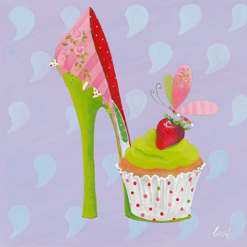 Lorrie McFaul, Fairyshoes II (Wunschgröße, Elfen, Feen, Elfenschuh, High-Heels, Cupcake, Schmetterling, fantastisch,  Jugendzimmer, Grafik, bunt)