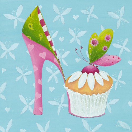 Lorrie McFaul, Fairyshoes III (Wunschgröße, Elfen, Feen, Elfenschuh, High-Heels, Cupcake, Schmetterling, fantastisch,  Jugendzimmer, Grafik, bunt)