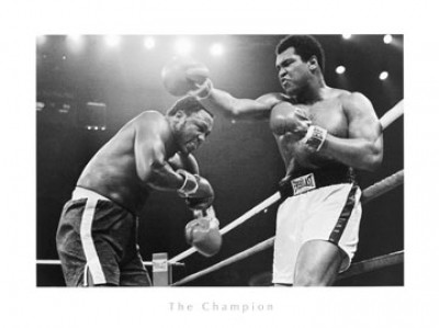 Edward Lunch, The Champion (Boxer, Muhammed Ali, Cassius Clay, Kampf, Persönlichkeiten, Fotokunst, Wohnzimmer, Treppenhaus,  schwarz/weiß)