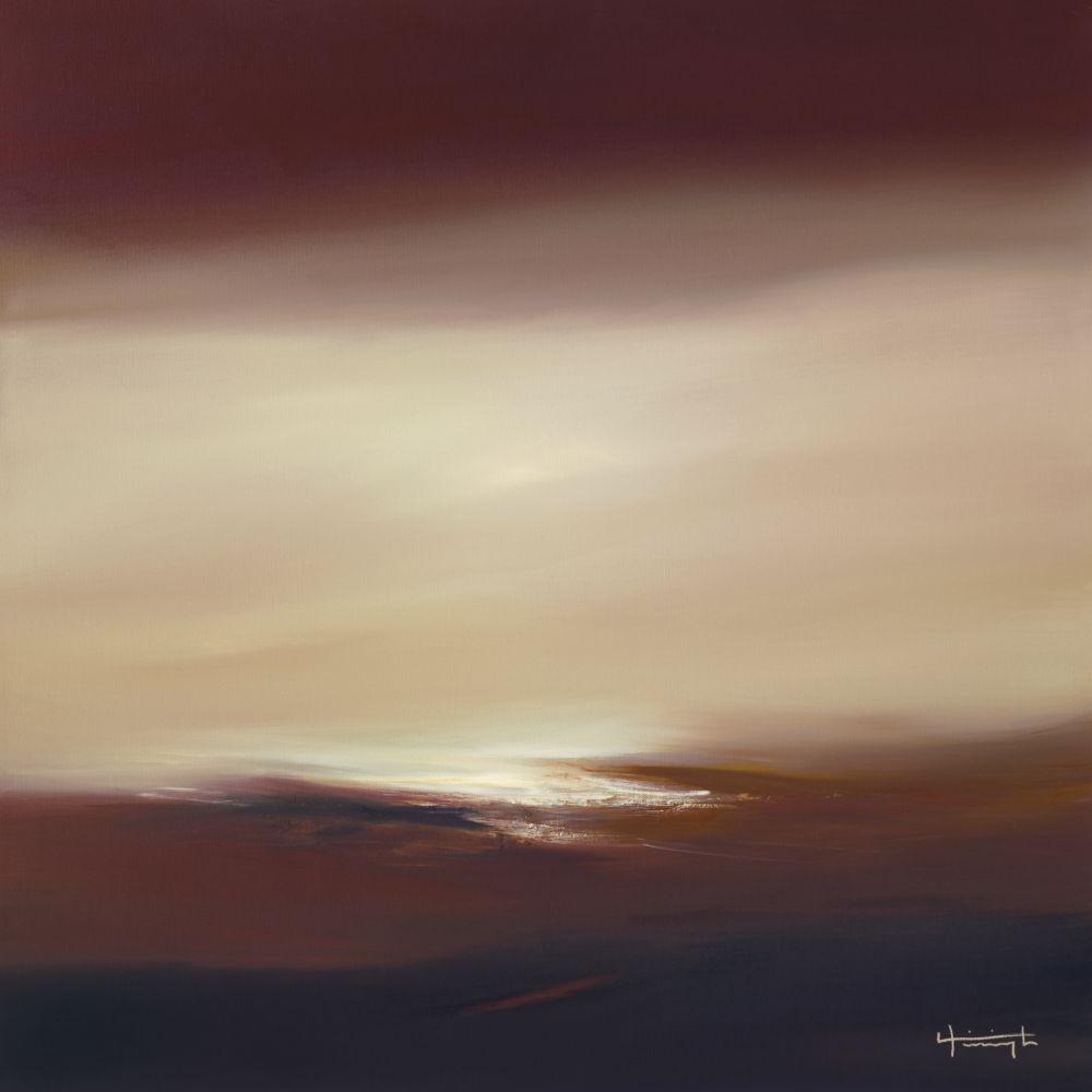 Lynne Timmington, Endless Dreams I (Malerei, abstrakt, Landschaften, Meeresbrise, Meer, Horizont, Küste, Strand, Himmel, Wolken, Büro, Business, Schlafzimmer, Wohnzimmer, rost / rot / rosa)