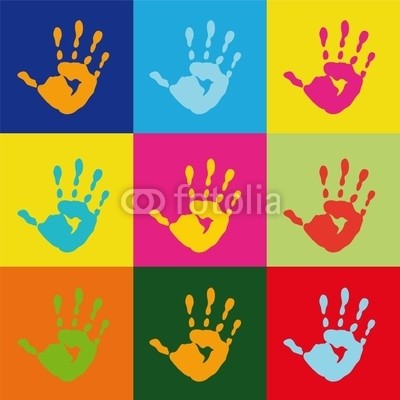 maconga, popart handprint (Pop Art,Hände,Kinderzimmer,Soziale Einrichtungen,bunt)