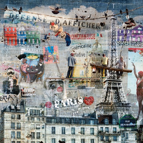 Maïlo / M-L Vareilles, Les peintres de graffitis: Paris (Moderne Fotokunst, Fantasie, surreal, Paris, Collage, Eiffelturm,  Jugendzimmer, Wohnzimmer, Wunschgröße, bunt)