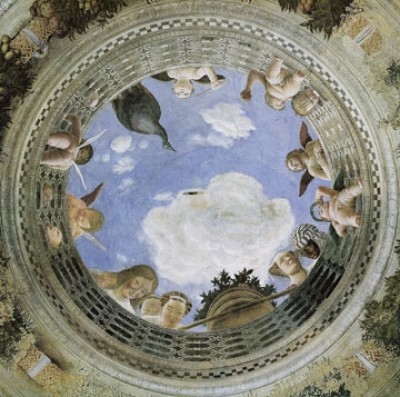 Andrea Mantegna, Camera degli sposi (Mantua, Castello di S. Giorgio, Renaissance, Conzaga, Perspektive, Illusion, Malerei, Wohnzimmer, Schlafzimmer, bunt)