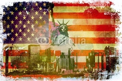Manuel, America (Amerika, fahne, jahrgang, popart, ponykopf, palast von livadija, skyscraper, farbe, kontrast, textur, sterne, linie, new york, stadt, statuen, Freiheit, sätz)