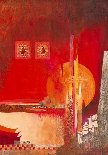 Margreet Holtkamp, Chinese Landscape (Wunschgröße, Abstrakte Malerei, Business, Büro, Soziale Einrichtungen, Arzt)